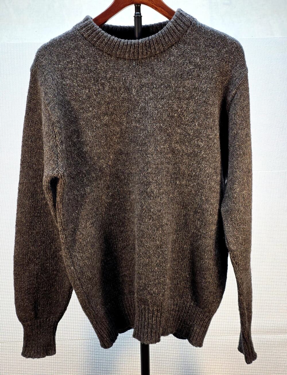 VTG L.L. Bean Sweater Mens Charcoal Gray Crewneck Made in USA 80s 90s 100% Wool